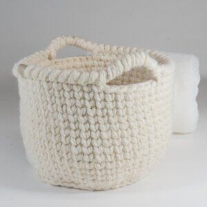 Large Handmade Farmhouse Crocheted Basket With Handles